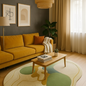 Modern Organic Irregular Shaped Area Rug - Hand-Tufted Abstract Wool Carpet